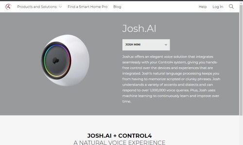 Screenshot of Josh AI Control4 integration website.
